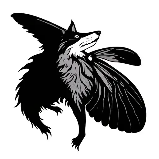 Hybrid Creature Of Fox And Moth Flying
