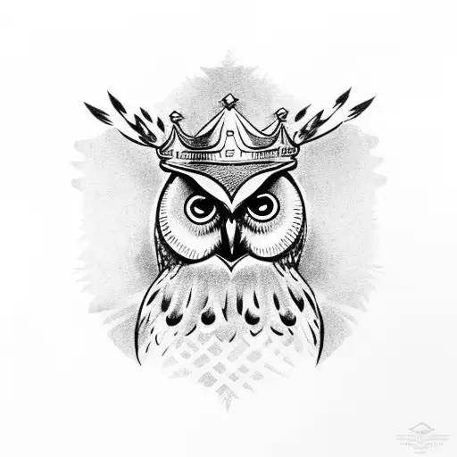 Owl On Top Of A Crown