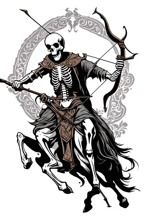 Medieval Skeleton Horseman With Bow And Arrow