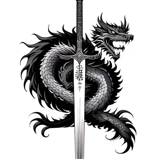 Traditional Indian Sword Vertical Chinese Dragon Wrapped Around