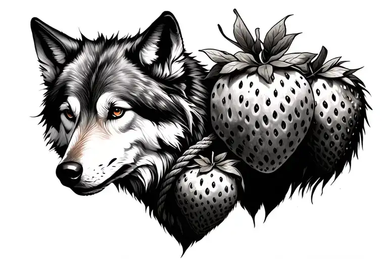Wolf Strawberry Forest Rope Tied