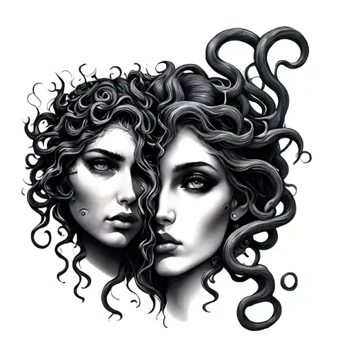 Medusa Two Face Women Face