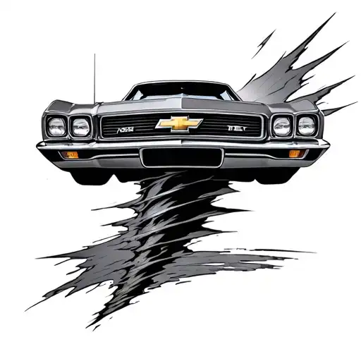 Chevy Symbol With A Tornado Behind It