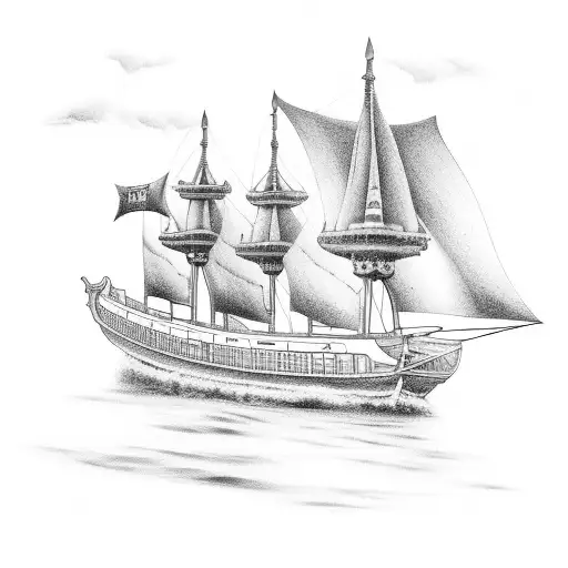 Dhow Ship Black And White