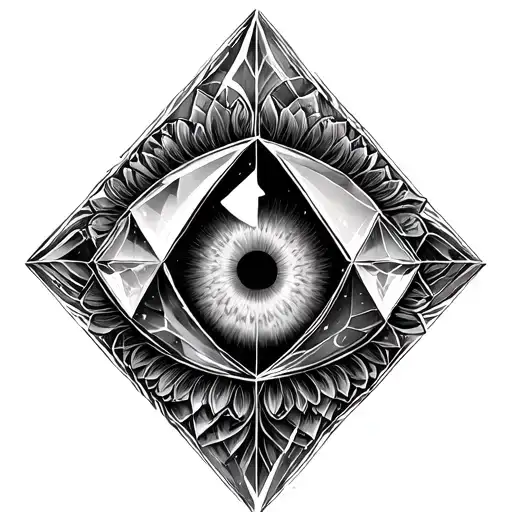 A Thousand Eyes Inside A Triangular Crystal Forming A Mandala Of Geometry