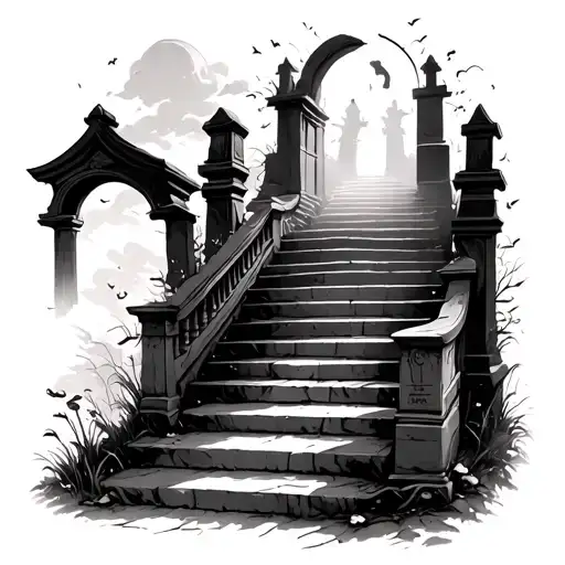 Graveyard With Stairs Leading To Heaven