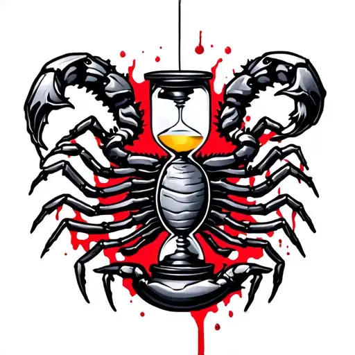 Scorpio With Compos And Hourglass And Blood Colored