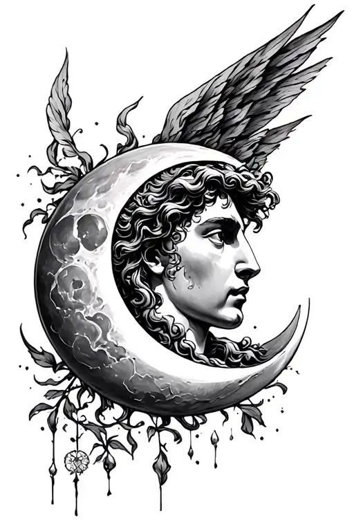 A Greek Myth Tattoo With Moon It Shiuld Have A Meaning About Self Growth And Advancement
