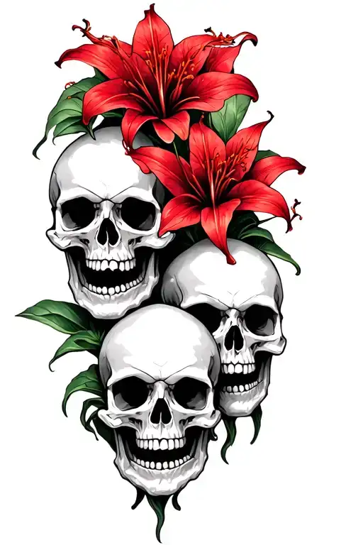 Skulls And Red Spider Lily
