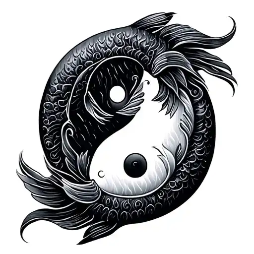 Ying Yang Symbol Made Of Fish