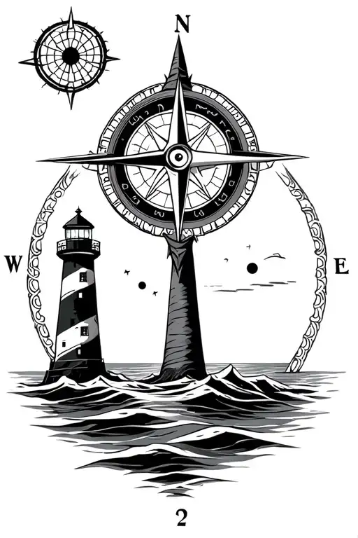 Compass And Lighthouse Guiding