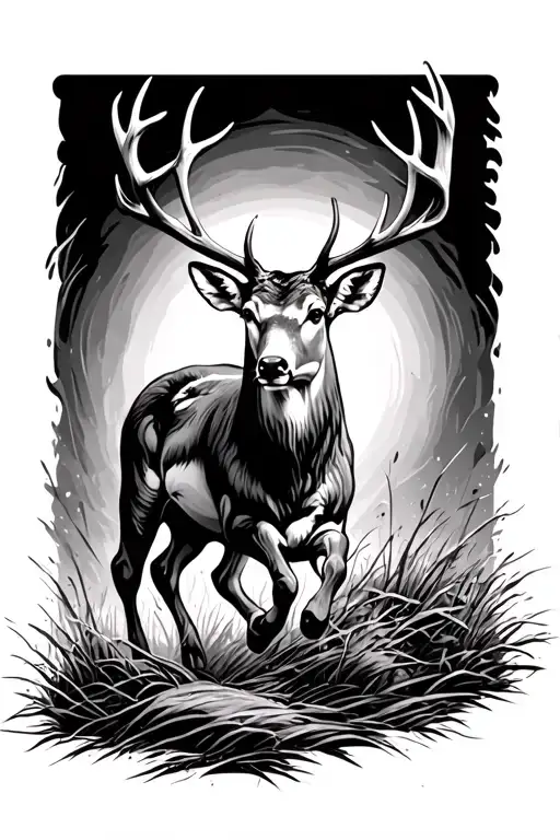 Deer Running From A Hunter