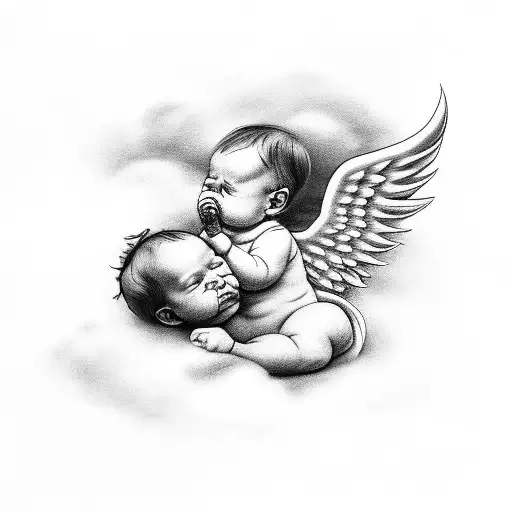 Baby Angel On Clouds Crying