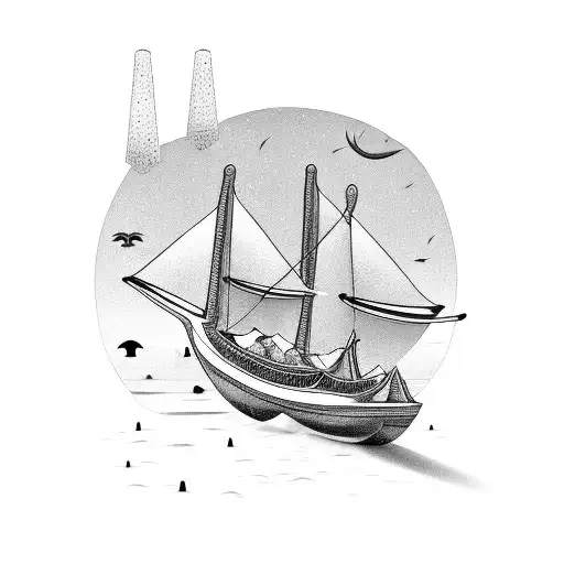 Dhow Arabian Ship Black And White