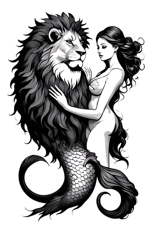 Lion And Mermaid Love