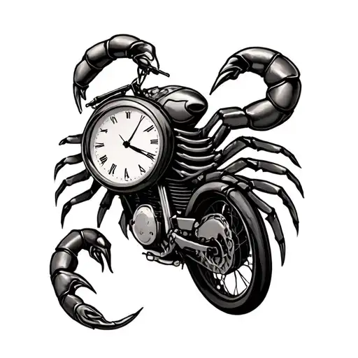 Motorcycle And Clock With A Scorpion