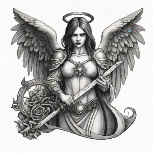 Gothic Female Angel Holding A Sword