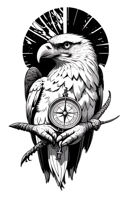 Eagle Holding Compass In Talons
