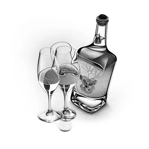 Liquor Bottle With Agave Design