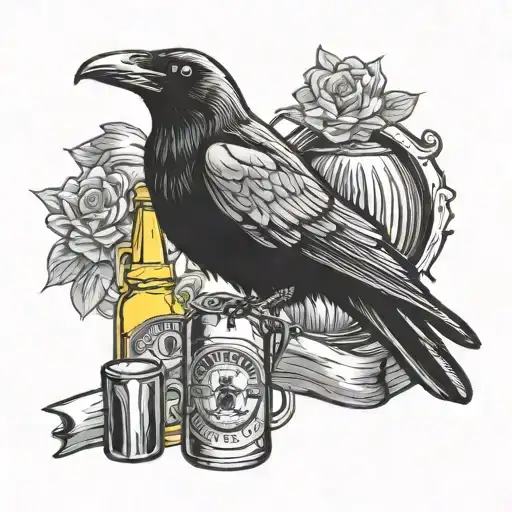 Crow And Beer Bottle