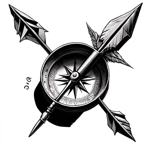 Compass And Hunting Arrow With Pen