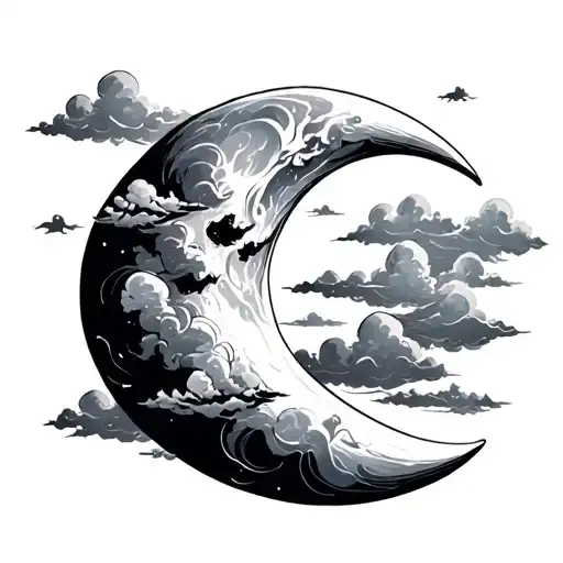 Half Moon And Cloud