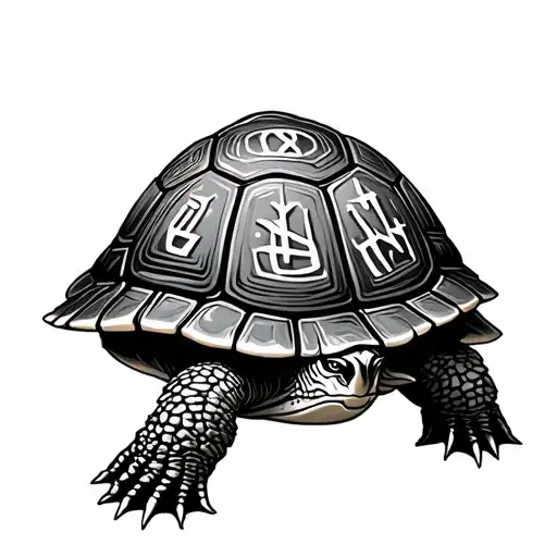Turtle With Elder Fthark Runes On It