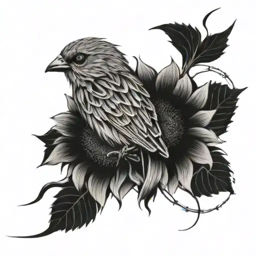 Sunflower Barbed Wire And Bird Sleeve