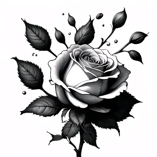 Dying Rose With Petals Floating