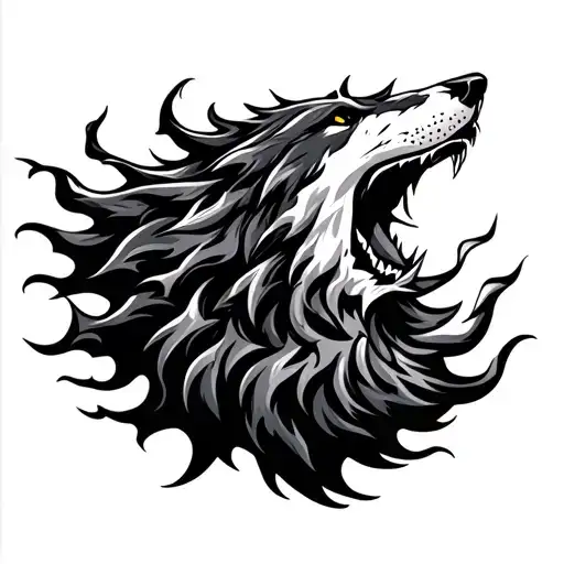 Fire Enraged Wolf Howl