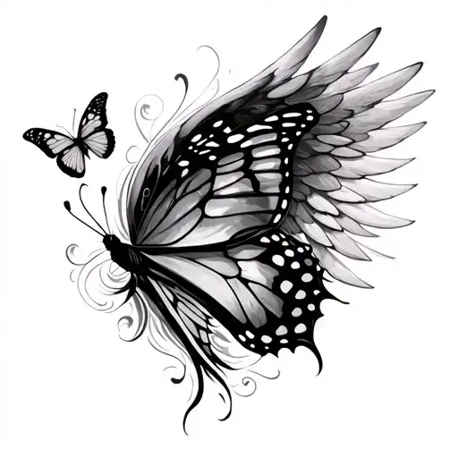 Butterflies Blending Into Angel Wing