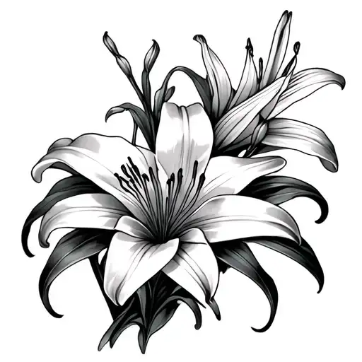 Regular Lily Flowers Combine With A Spider Lily Flower
