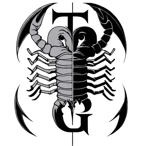 Scorpio And Sagittarius Combined Tattoo With Hidden T And G