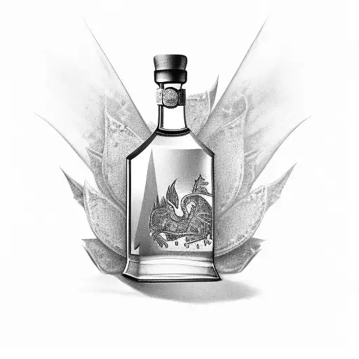 Tequila Bottle With Agave Design