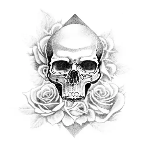 Dark Skull With Roses