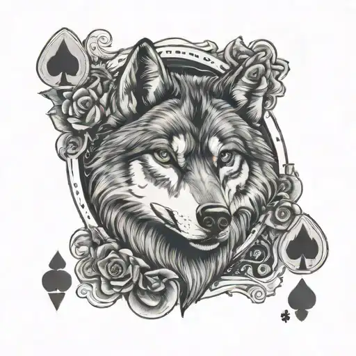 Wolf Full Moon Jack Of Clubs Playing Card