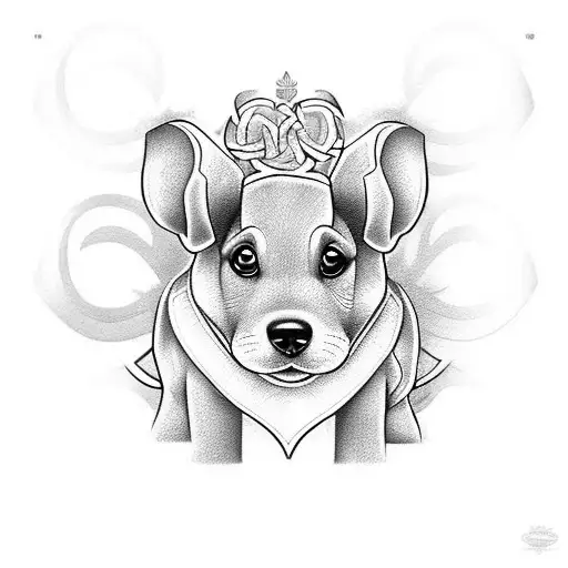 Create A Tattoo Of A Disney Puppy With Celtic Patterns Incorporated Into The Design