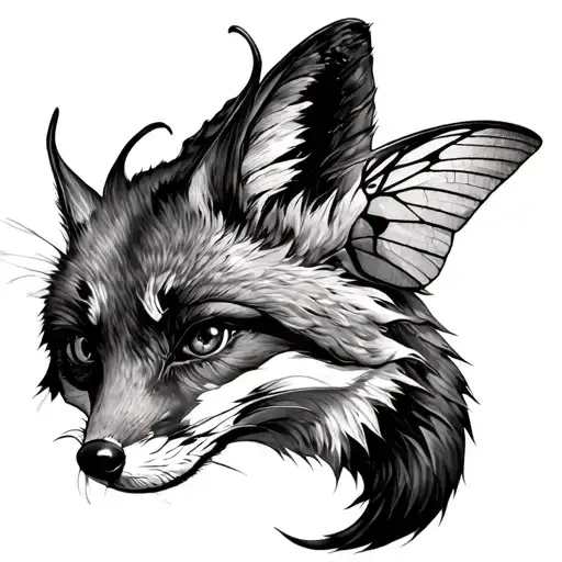 Hybrid Creature Of Fox And Moth Tattoo Design