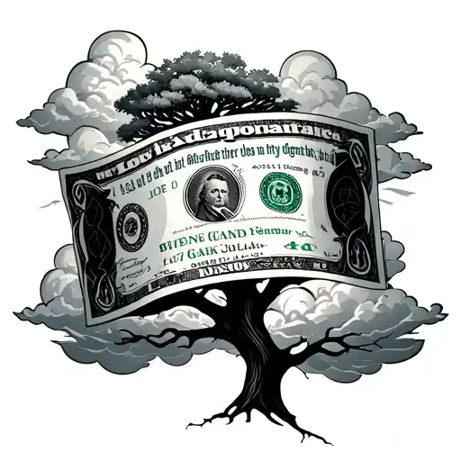 2 Dollar Bill With A Tree And Clouds And A Bible Verse And It Represents My Grandpa Whos Dead