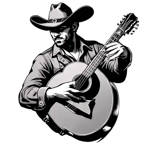 Cowboy Playing A Musical Instrument