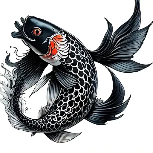 Koi Fish With Samurai And Tre Quarti Con