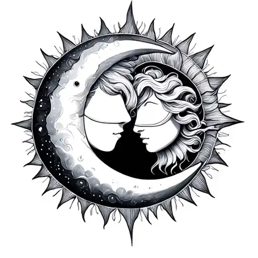 Sun And Moon Couple Tattoo Design
