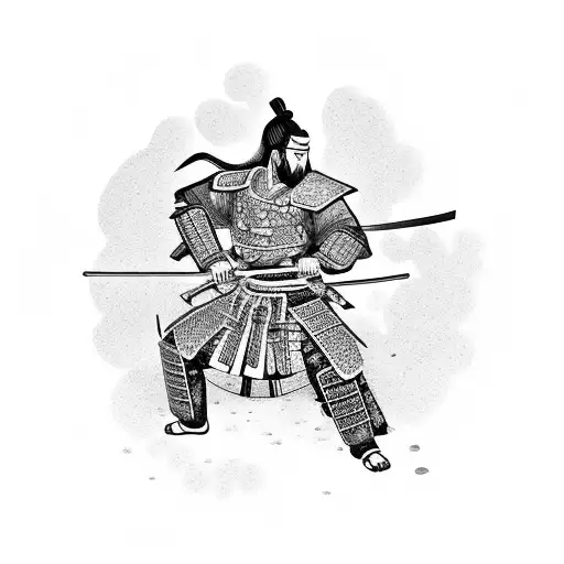 Samurai Warrior In A Garden Of Cherry Blossoms Thinking Abour War