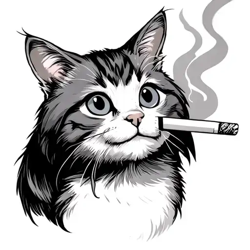 Goofy Little Cat Smoking A Cigarette