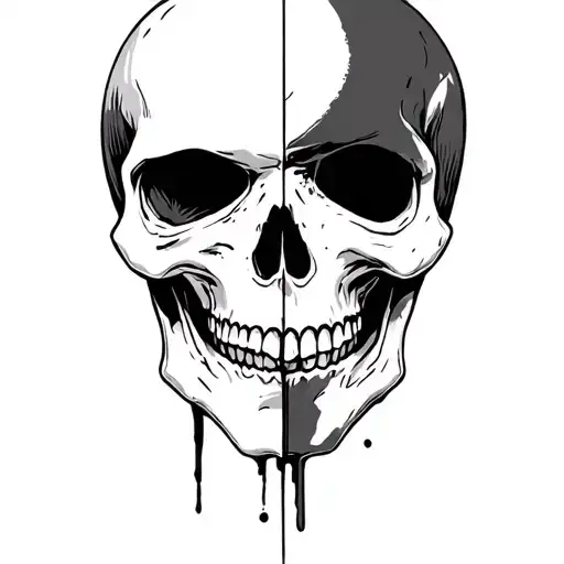 Half Skull Face Half Imgae