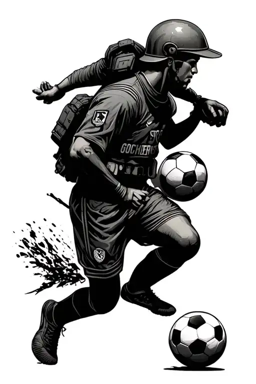 Soldier Holding Soccer Ball