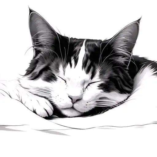 Full White Cat Sleeping