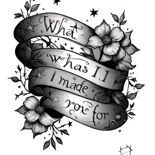 Full Sleeve Vine Wrapped Around Tiny Stars And Flowers Sentence Saying What Was I Made For