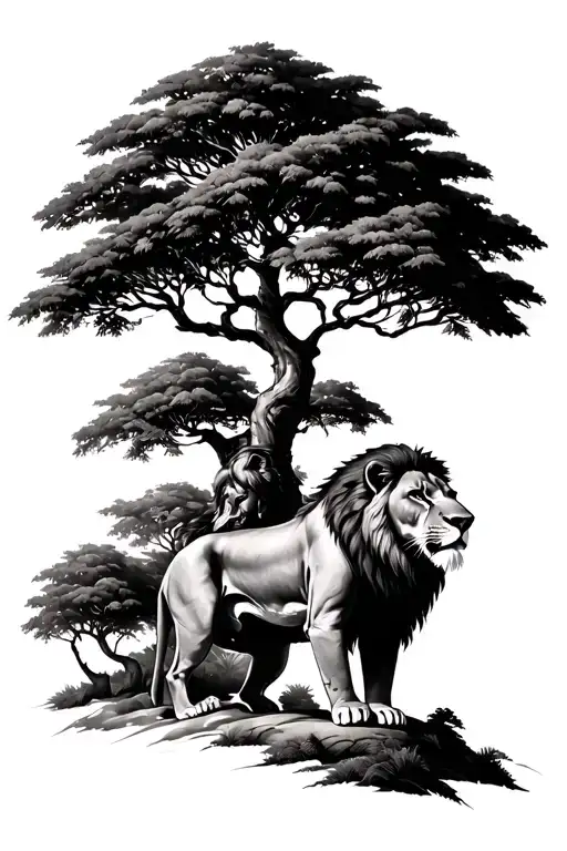 Ceiba Tree With Lions