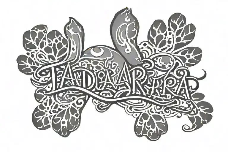 Tadara In Script With Paw Prints On Both Sides